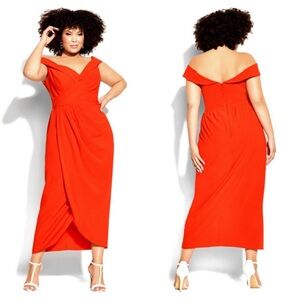 NWT‎ City Chic Ripple Love Dress Orange Red M/18 Evening Wedding Party Elegant